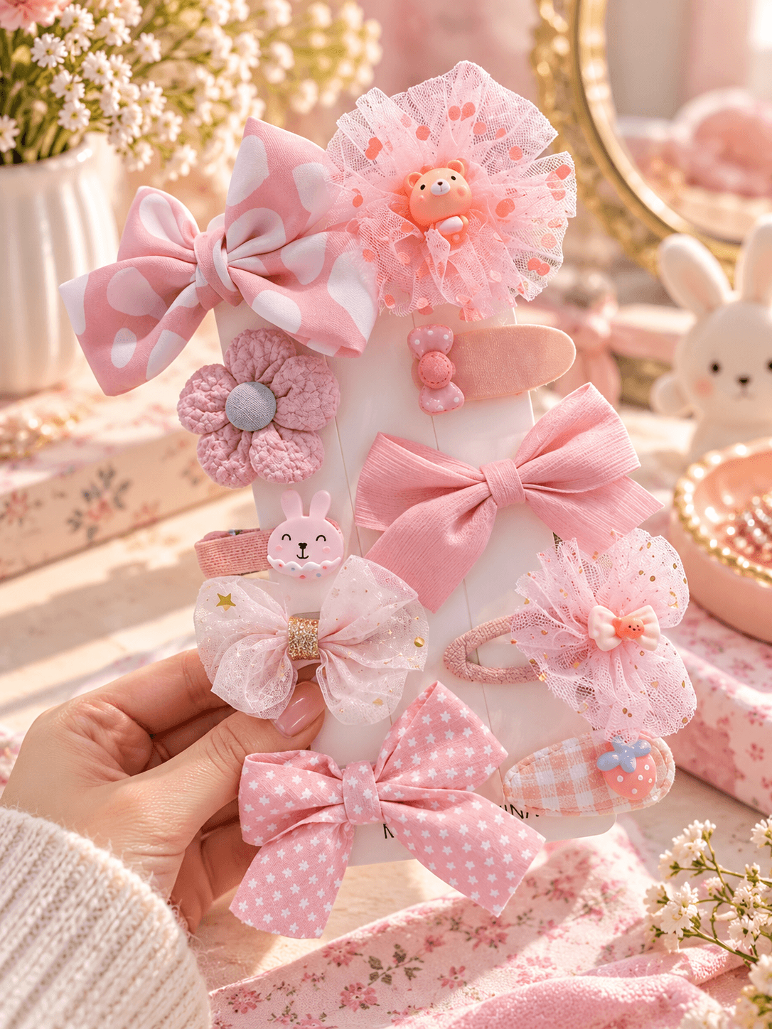 Set de 10 Hebillas para nenas – ROSA