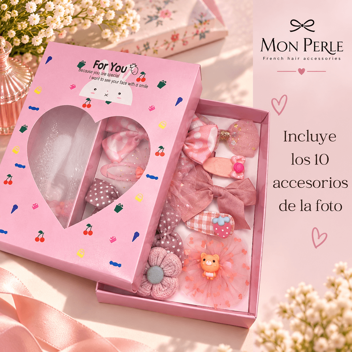 Set de 10 Hebillas para nenas – ROSA